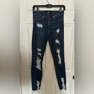 Gap Mid Rise True Skinny Distressed Denim